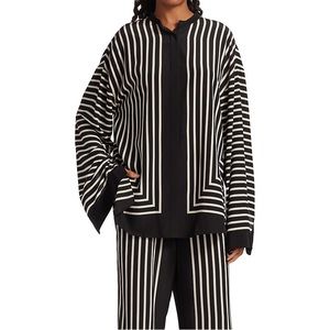 Toteme Monogram Scarf-Print Silk Blouse